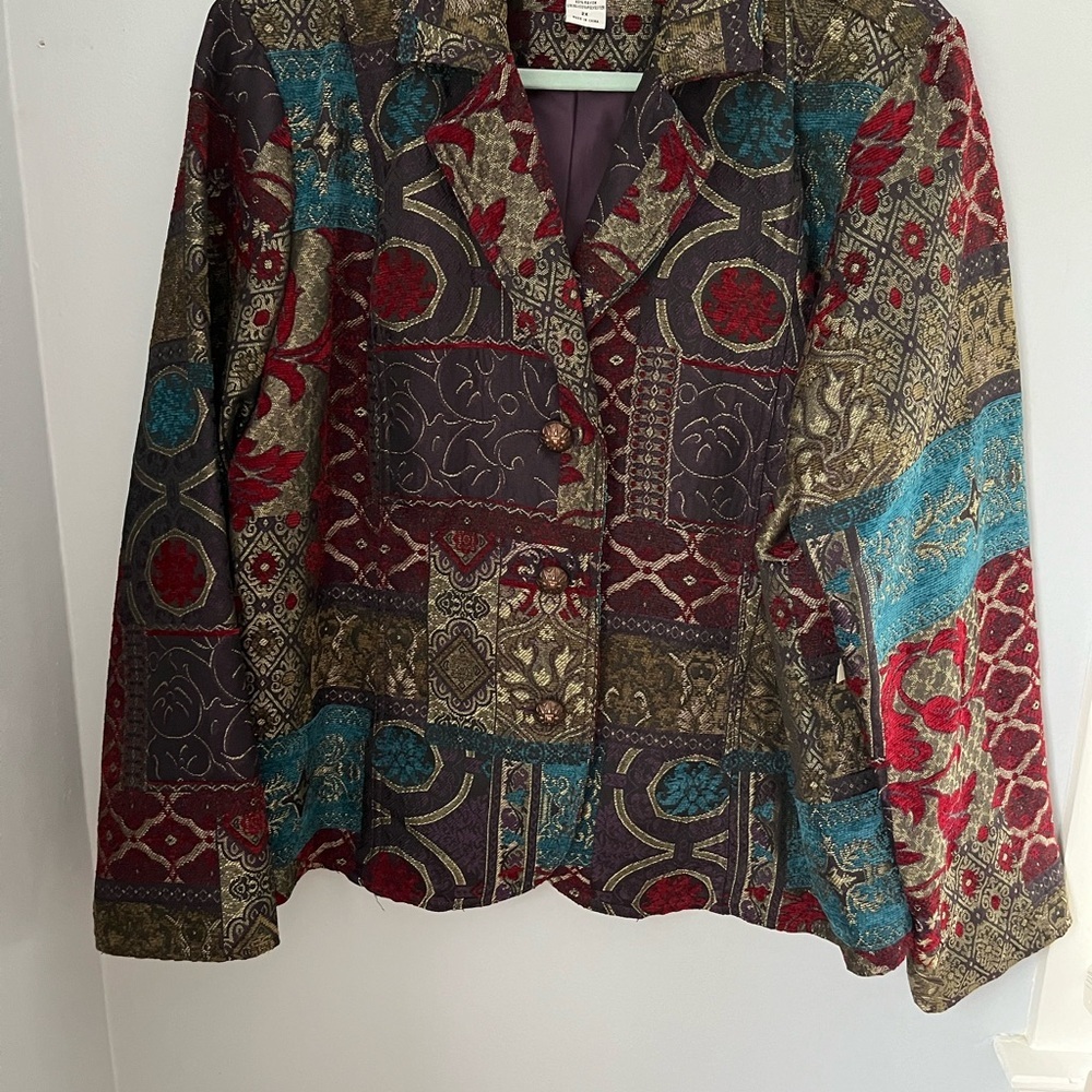 erin london Deep Burgundy‎ & Teal Blue Paisley Jacket